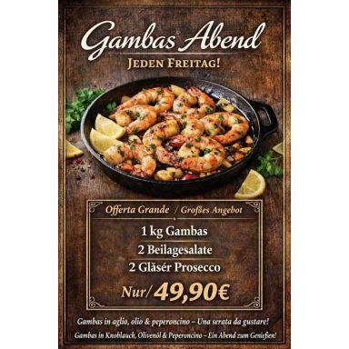 Gambas Abend jeden Freitag Restaurante Balsamico